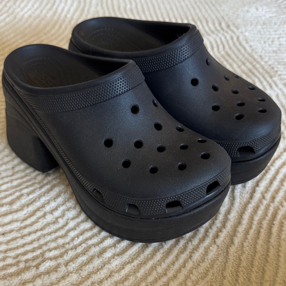 Black Platform Siren Clog Heels - Women